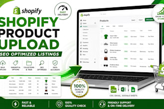 upload products to shopify store with SEO, variants and collections