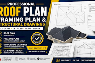 design roof plan, framing plan, structural roof drawing in autocad