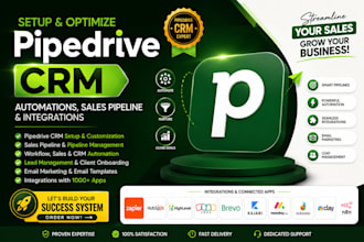 setup ur pipedrive CRM, automations, sales pipeline and integrations
