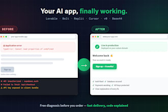 fix your ai generated app from lovable bolt replit or cursor