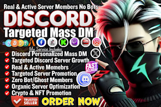 do discord mass dm, discord server promotion and targeted discord server growth