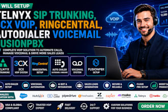 setup telnyx sip trunking, 3cx voip, ringcentral, autodialer voicemail fusionpbx