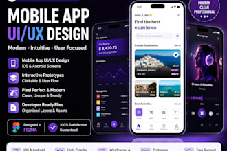 do mobile app UI UX design, figma app design,  mobile app ui ux