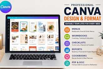 design format editable canva menu workbook checklist cookbook report pdf doc
