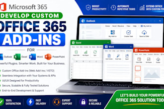 develop custom office 365 addins for outlook excel word and powerpoint plugins