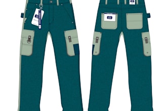 design cargo jeans technical package with measurements