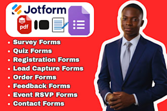 create a professional google form or typeform for surveys quizzes lead capture