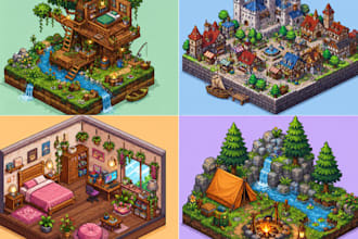 isometric pixel art retro game map 2d game asset pixel sprite sheet environment