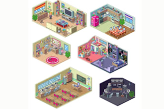 isometric pixel game asset retro pixel art environment tlle props pixel game art