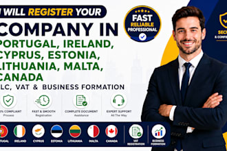register company in portugal, ireland, cyprus, estonia, lithuania, malta, canada