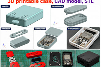 design pcb enclosure, iot electronics housing, 3d printable case, cad model, stl