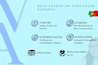 be your portuguese beta reader for your book or novel