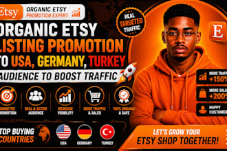 organic etsy listing promotion to USA, german turkey audience to boost traffic