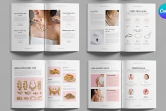 design premium sales product catalog line sheet for ecommerce jewelery startup