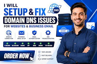 setup and fix domain dns issues for websites and business email