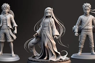sculpt 3d anime figure diorama 3d toy figures for 3d printing in blender zbrush