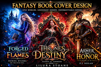 design epic fantasy, romantasy and dark fantasy book covers