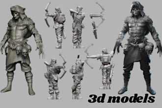 sculpt and model custom 3d characters for 3d rendering and printing
