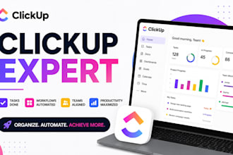 set up click up workspace project management dashboards and automations