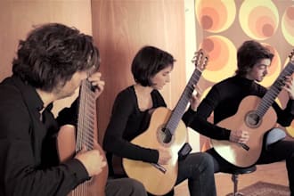 record professional guitar piece or ensemble with studio quality