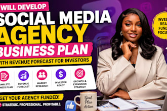 develop social media agency business plan with revenue forecast for investors