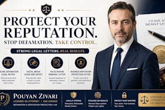 draft a business reputation protection legal letter to stop harassment