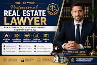 be your real estate lawyer for contracts,lease agreements, and property law