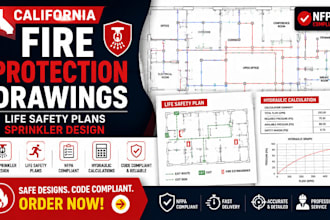 prepare california fire protection drawings, life safety plans sprinkler design