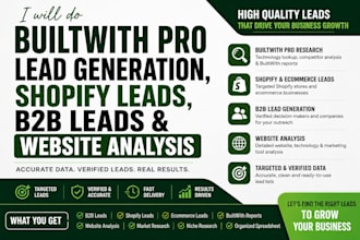 do builtwith pro lead generation, shopify leads, b2b leads and website analysis