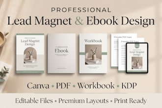 create lead magnet, ebook, workbook, freebie and canva pdf design