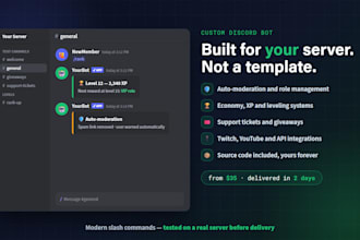 create a custom discord bot with moderation economy and slash commands