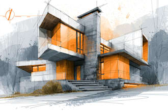 do architecture sketches in high quality
