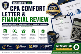 review financial statement US CPA comfort mortage letter income verification