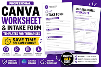 design canva worksheet templates for therapists to save time on paperwork design