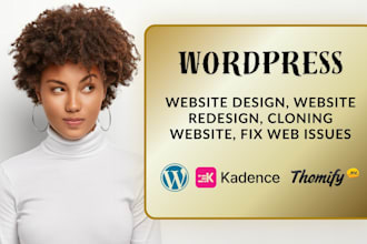 create wordpress website using kadence, gutenberg, themify, thrive architect