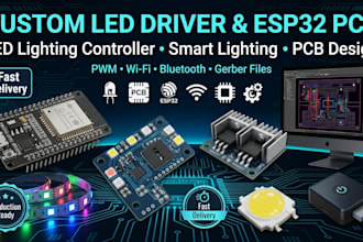 design custom led driver, led lighting controller, pcb and esp32