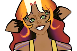 draw a fully lined, flat color artwork of your character