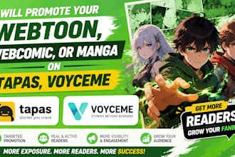 promote your webtoon, webcomic, or manga on tapas, voyceme
