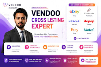 crosslist products using vendoo on ebay, poshmark, oneshop, depop