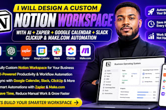 custom notion workspace ai zapier google calendar slack clickup make automation