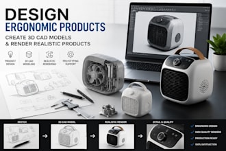 design ergonomic products, create 3d cad models, and render realistic products