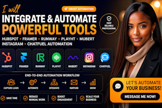 integrate hubspot framer runway playhtmubert instagram slack chatfuel automation