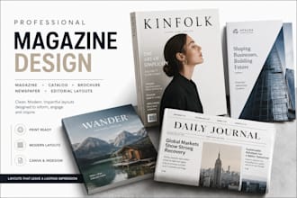 design professional magazine, catalog, brochure, newspaper and editorial layouts