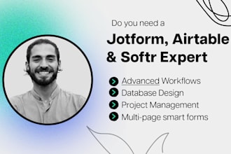 setup jotform, zapier, airtable database, airtable automation, notion or softr