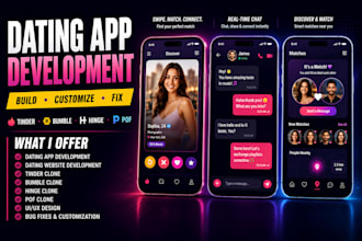 develop fix custom dating app tinder bumble hinge pof clone matchmaking app chat