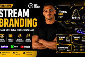 create complete stream branding with overlays for twitch and kick creator