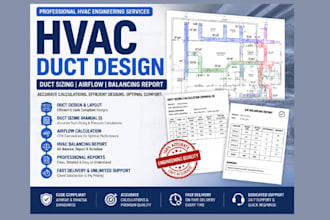 hvac duct systems, perform duct sizing, airflow calculation and balancing report