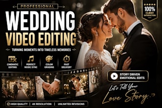 do cinematic and emotional wedding event video editing