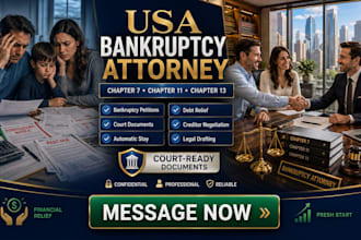 be your USA bankruptcy attorney for chapter 7, chapter 11, and chapter 13 filing