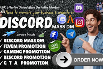 do discord mass dm, instagram mass dm, telegram mass dm and facebook outreach